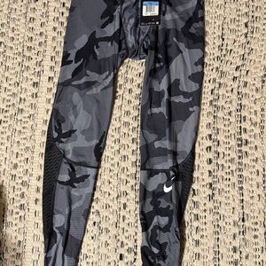 Nike Black and Gray Camouflage Compression Pants